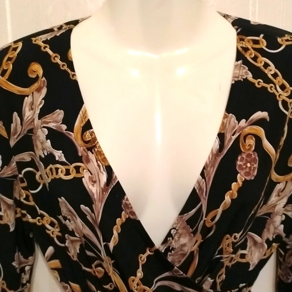🌺Gorgeous Joseph Ribkoff chain faux wrap dress. Silky and so soft .NWT - Picture 3 of 8
